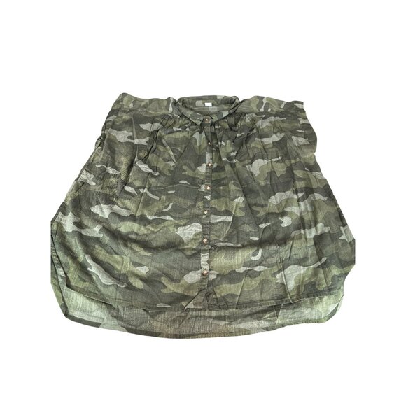 Old Navy Camo Blouse M Womens Button-Down Short Sleeve Shirt Cotton Rayon Blend - Picture 6 of 10